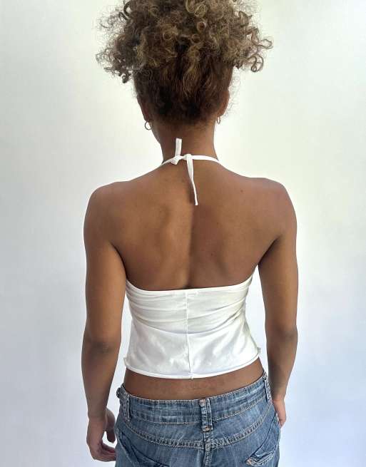 Vintage halterneck top in white, 2 of 4