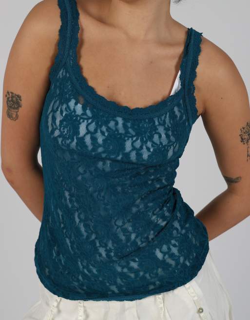 Vintage hanky panky S cami in dark green, 4 of 4