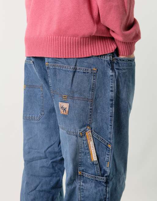 Vintage Hard Knocks 36x34 Denim Carpenter Baggy Jeans Blue