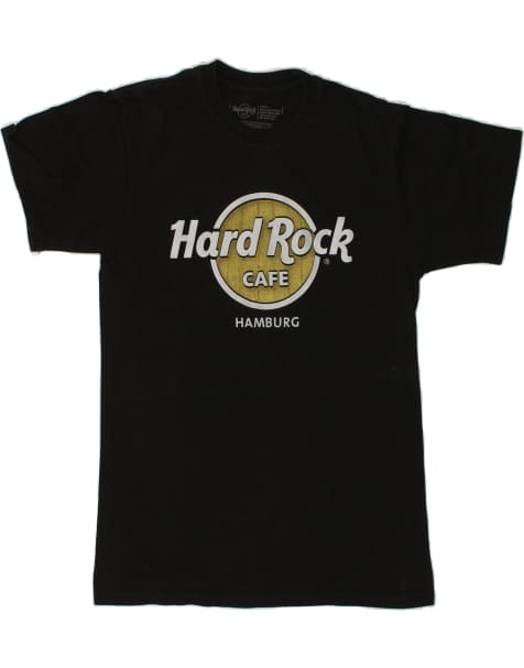 Vintage Hard Rock Cafe Hamburg Size S Graphic T-Shirt Top in Black - view 1