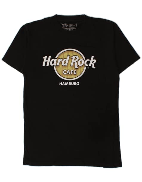 Vintage Hard Rock Cafe Hamburg Size S Graphic T-Shirt Top in Black - view 1
