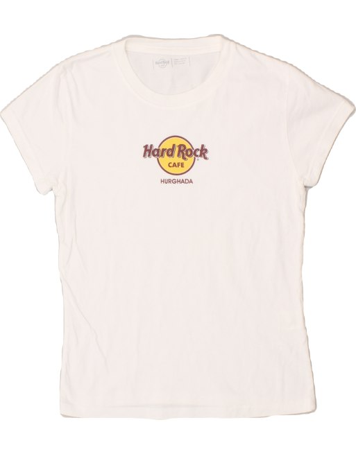 Vintage Hard Rock Cafe Hurghada Size L Graphic T-Shirt Top in White