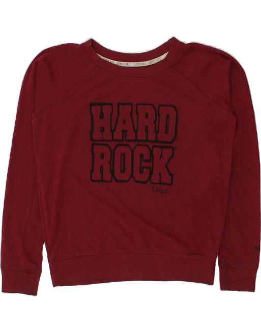 Vintage Hard Rock Cafe Ibiza Size L Graphic Sweatshirt Jumper in Maroon