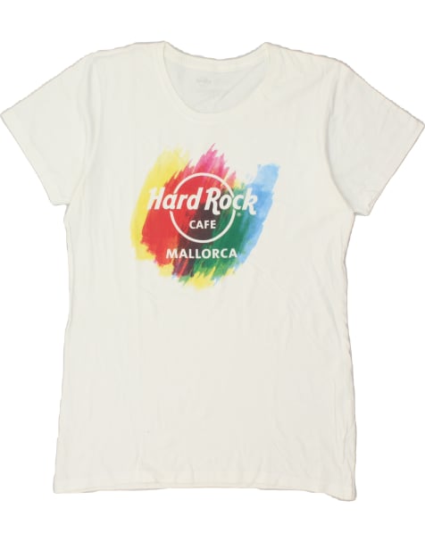 Vintage Hard Rock Cafe Mallorca Size L Graphic T-Shirt Top in White - view 1