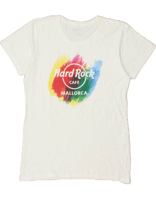 Vintage Hard Rock Cafe Mallorca Size L Graphic T-Shirt Top in White