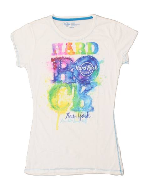 Vintage Hard Rock Cafe New York Size M Graphic T-Shirt Top in White - view 1