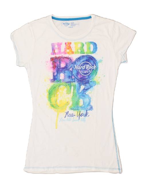 Vintage Hard Rock Cafe New York Size M Graphic T-Shirt Top in White