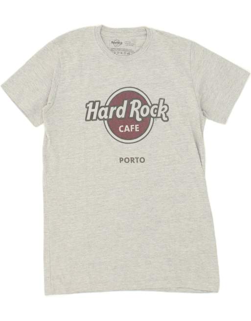 Vintage Hard Rock Cafe Porto Size M Graphic T-Shirt Top in Grey