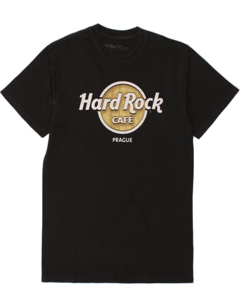 Vintage Hard Rock Cafe Prague Size S Graphic T-Shirt Top in Black - view 1