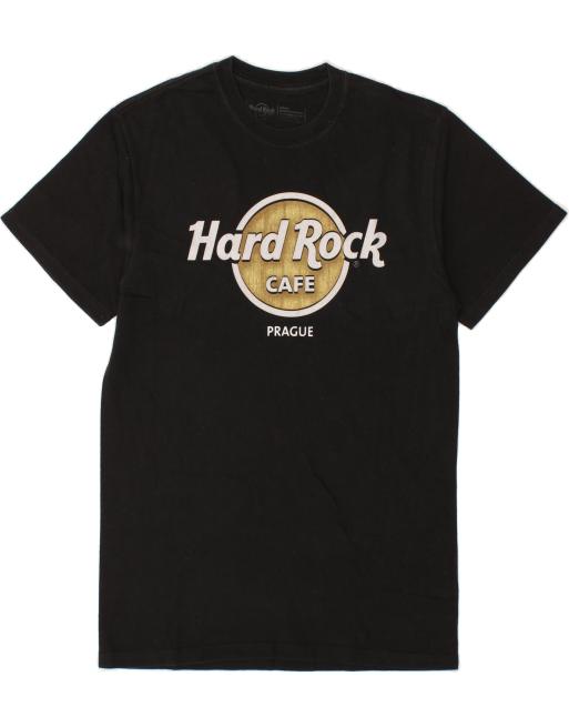Vintage Hard Rock Cafe Prague Size S Graphic T-Shirt Top in Black