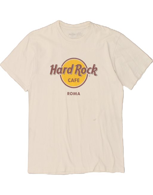 Vintage Hard Rock Cafe Roma Size M Graphic T-Shirt Top in Off White