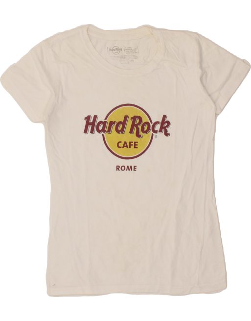 Vintage Hard Rock Cafe Rome Size XS Graphic T-Shirt Top in White