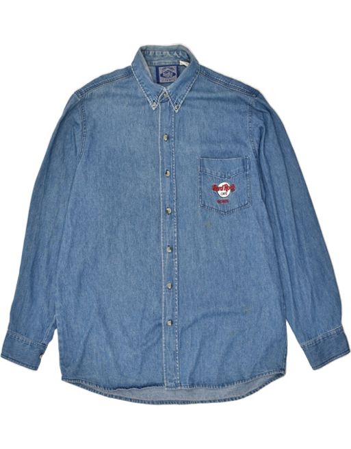 Vintage Hard Rock Cafe Size M Denim Shirt in Blue