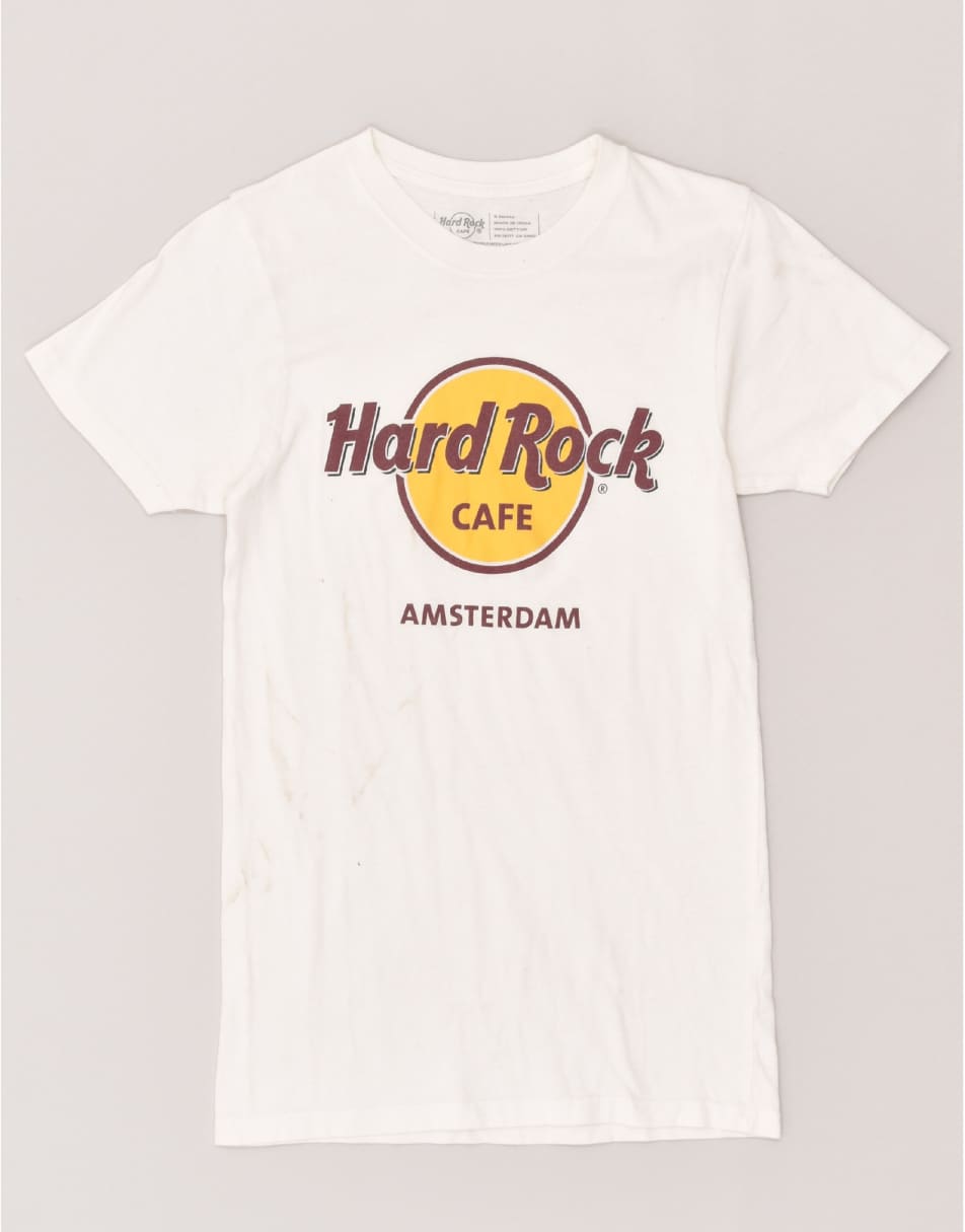 Vintage Hard Rock Cafe Size XS Graphic T-Shirt Top in White