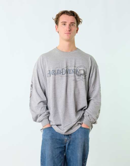 Vintage Harley Davidison XXL T-Shirt Grey Long Sleeve