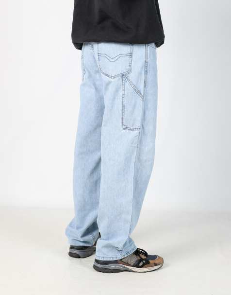 Vintage Harley Davidson 33x32 denim carpenter jeans in light blue - view 1