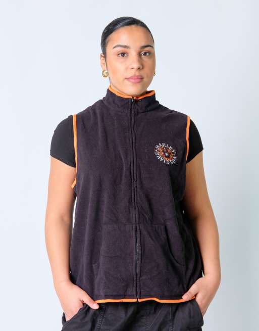 Vintage Harley Davidson L Fleece Black Gilet