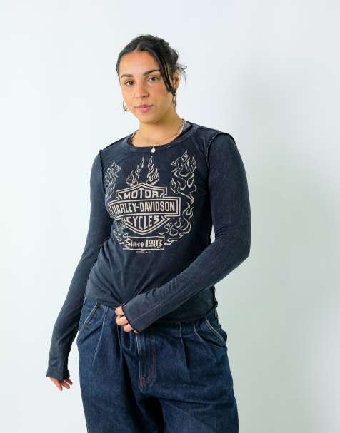 Vintage Harley Davidson S Long Sleeve T-shirt Black - view 1