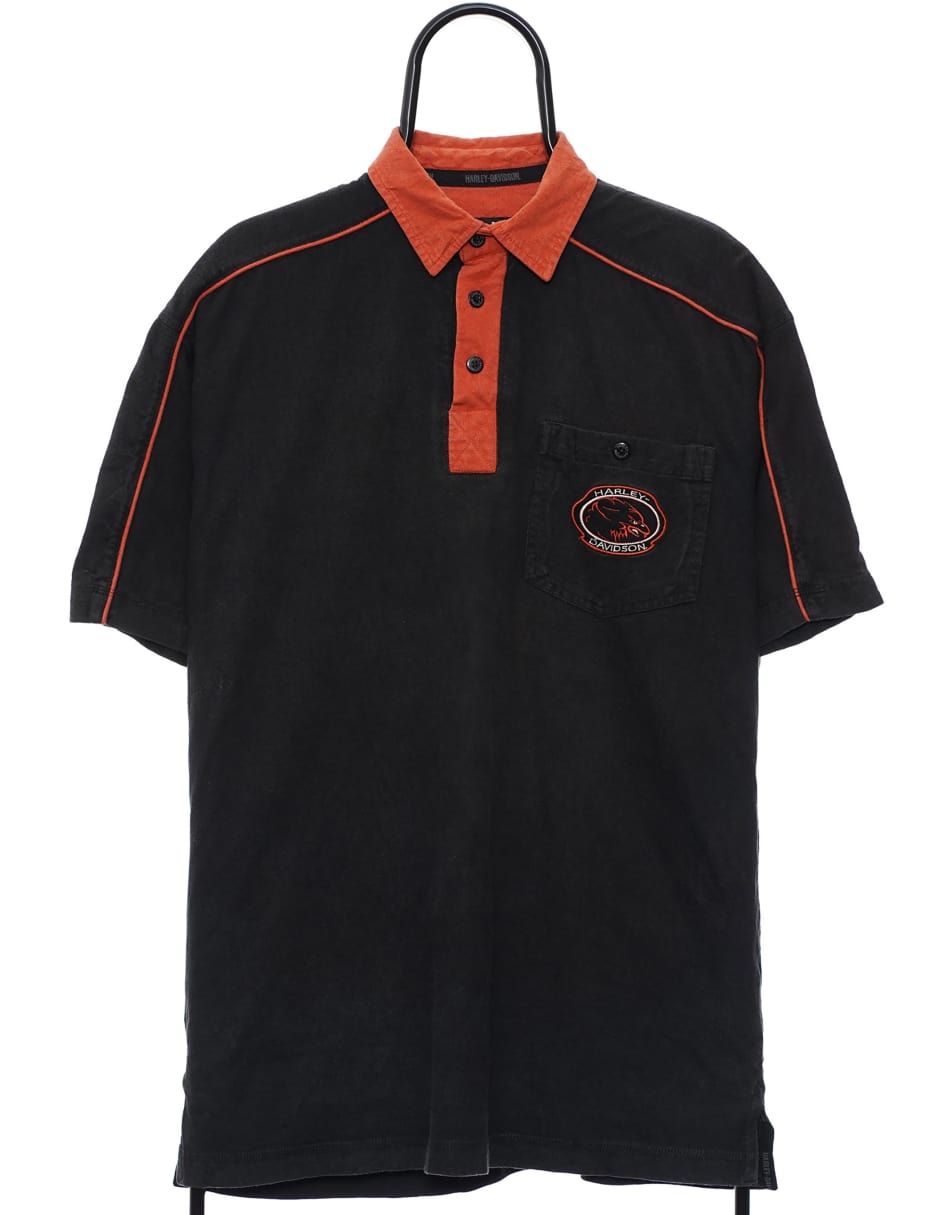 Vintage Harley Davidson Size M Polo Shirt In Black