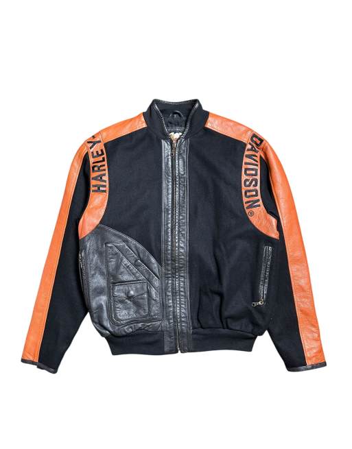 Vintage Harley Davidson Varsity Jacket With Leather Details, 1 of 7