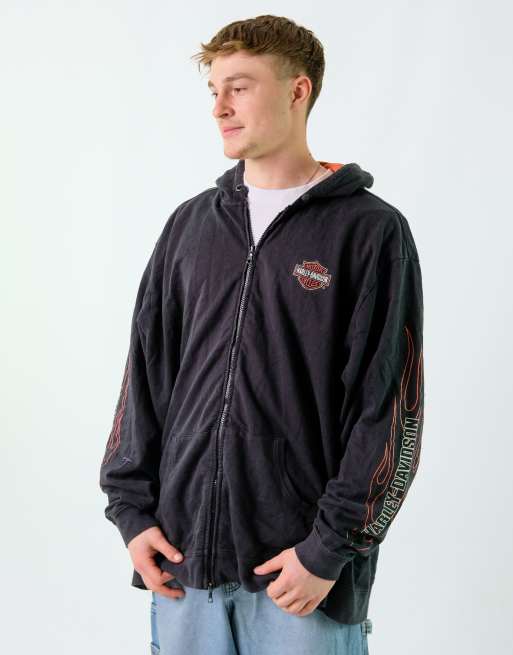 Vintage Harley Davidson XL Hoodie Black Zip Up