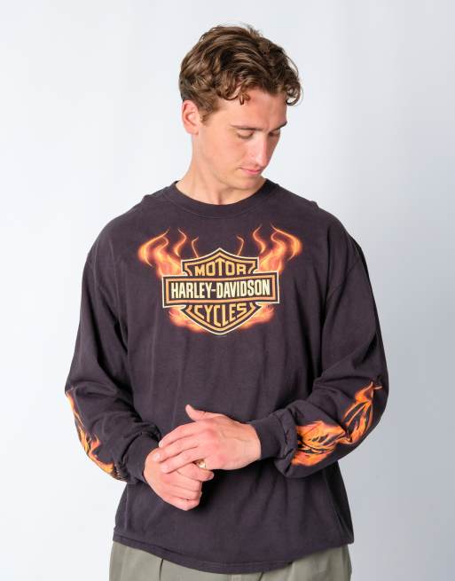 Harley-Davidson ヴィンテージブラックTシャツ XL Vintage Harley Davidson xl long sleeve t-shirt in black | ASOS