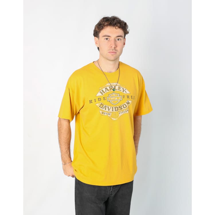 Vintage Harley Davidson xl t-shirt in mustard yellow | ASOS