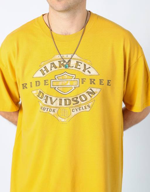 Vintage Harley Davidson xl t-shirt in mustard yellow | ASOS