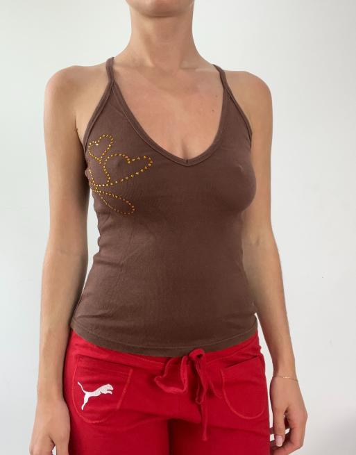 Vintage heart cami in brown