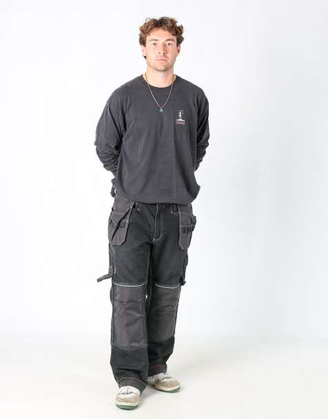 Vintage Helly Hansen workwear 34x30 woven cargo pants in black - view 1