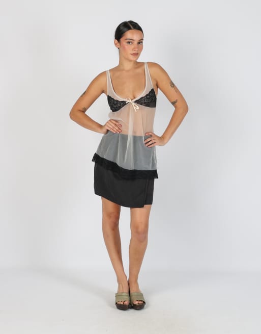 Vintage Hennes S woven mini skirt in black, 1 of 4