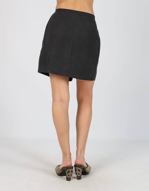 Vintage Hennes S woven mini skirt in black, 4 of 4