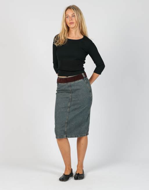 Vintage Hennes XS denim midi skirt in blue