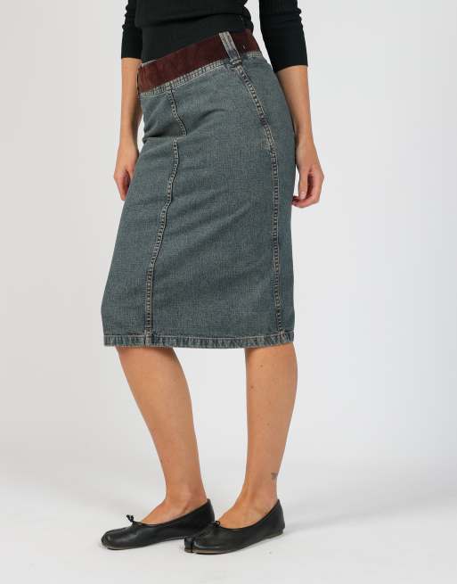 Vintage Hennes XS denim midi skirt in blue, 2 of 4