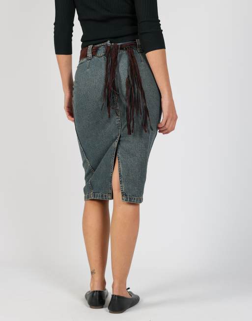 Vintage Hennes XS denim midi skirt in blue, 4 of 4