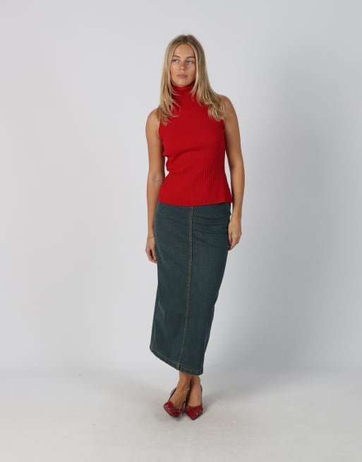 Vintage Hennes XXS denim maxi skirt in blue, 1 of 4