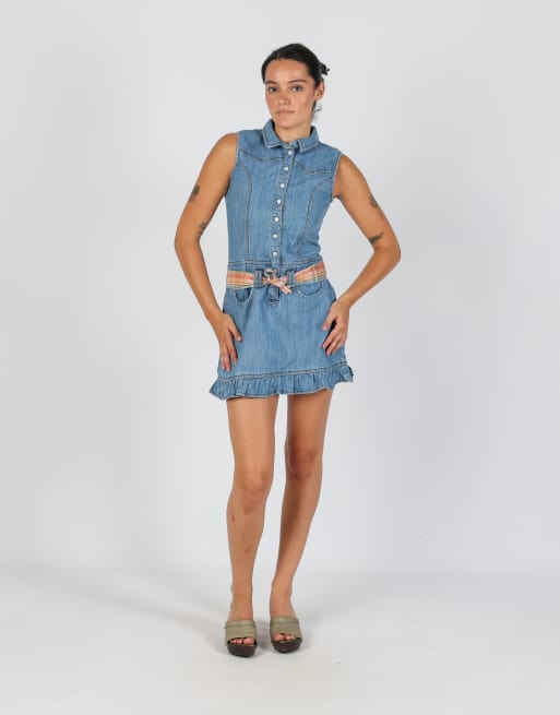 Vintage Here+There S denim mini dress in blue