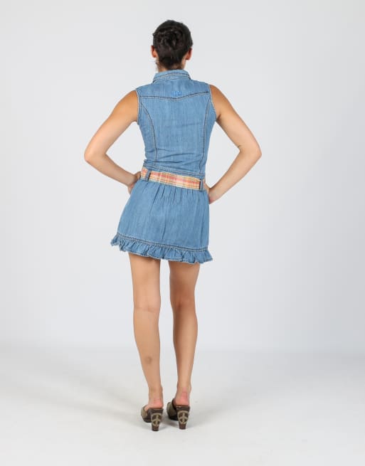 Vintage Here+There S denim mini dress in blue, 3 of 4