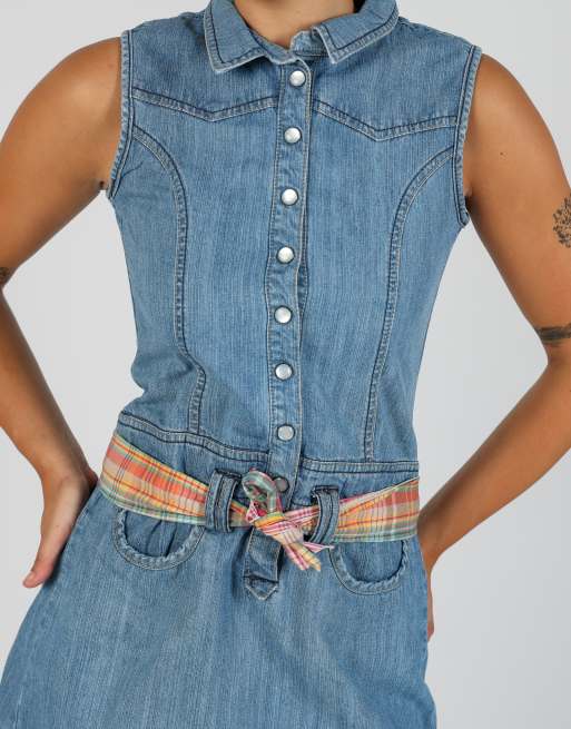 Vintage Here+There S denim mini dress in blue, 4 of 4