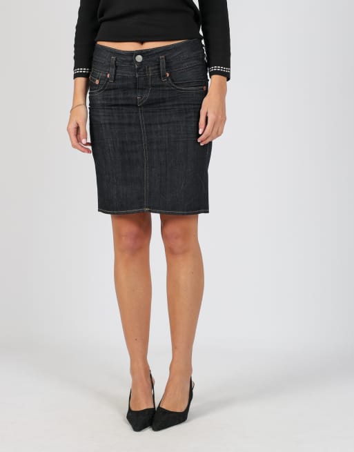 Vintage Herrlicher XS denim midi skirt in blue, 2 of 4
