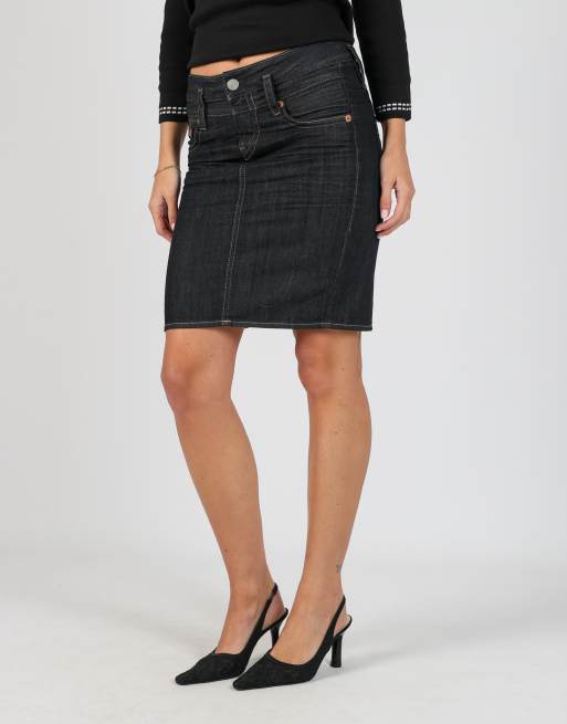 Vintage Herrlicher XS denim midi skirt in blue, 4 of 4