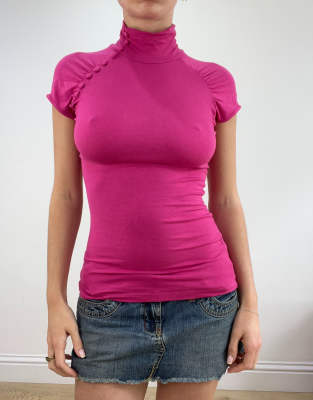 Vintage high neck top in pink