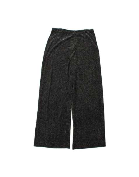 Vintage High Waist Wide Leg Trousers UK 12 Medium In Black Flecked - view 1