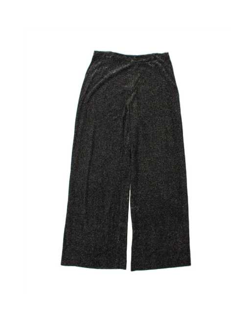 Vintage High Waist Wide Leg Trousers UK 12 Medium In Black Flecked