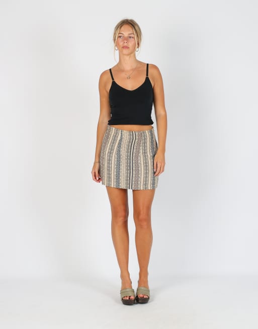 Vintage Hobby Moda XS woven mini skirt in beige