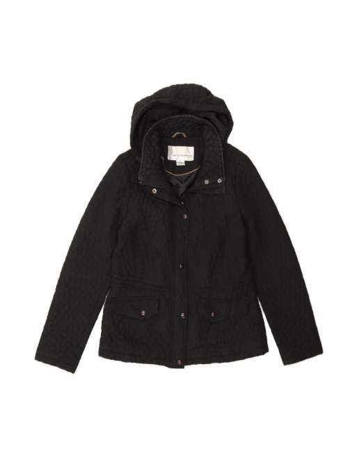 Vintage Hooded Bomber Jacket UK 10 Small In Black