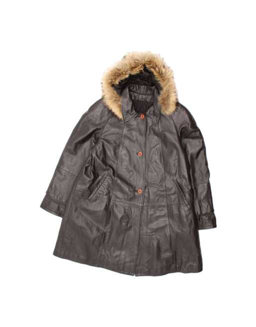 Vintage Hooded Coat It 44 Medium In Black