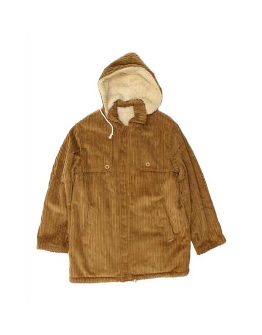 Vintage Hooded Corduroy Sherpa Jacket It 46 Small In Brown