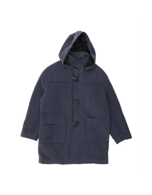 Vintage Hooded Duffle Coat It 54 2XL In Blue Wool
