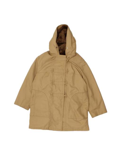 Vintage Hooded Duffle Coat UK 18 XL In Beige